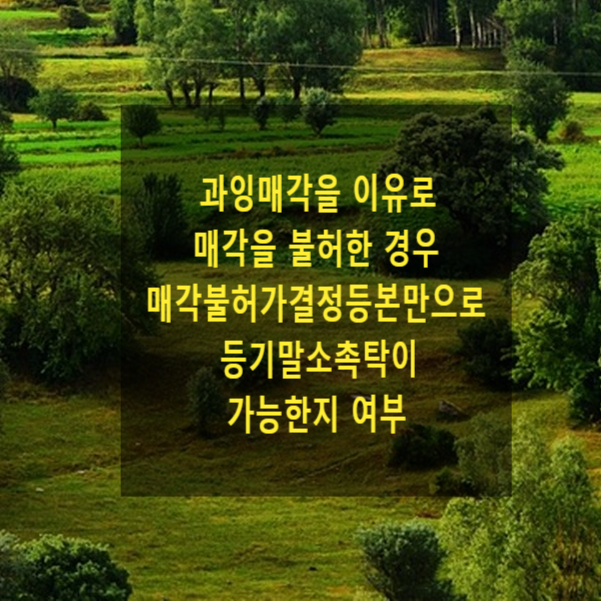  과잉매각을 이유로 매각을 불허한 경우 매각불허가결정등본만으로 등기말소촉탁이 가능한지 여부