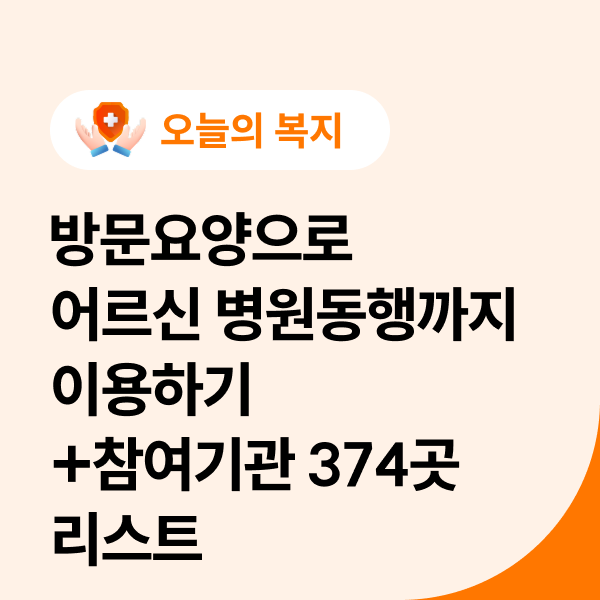  방문요양으로 어르신 병원동행까지 이용하기(참여기관 374곳 리스트)