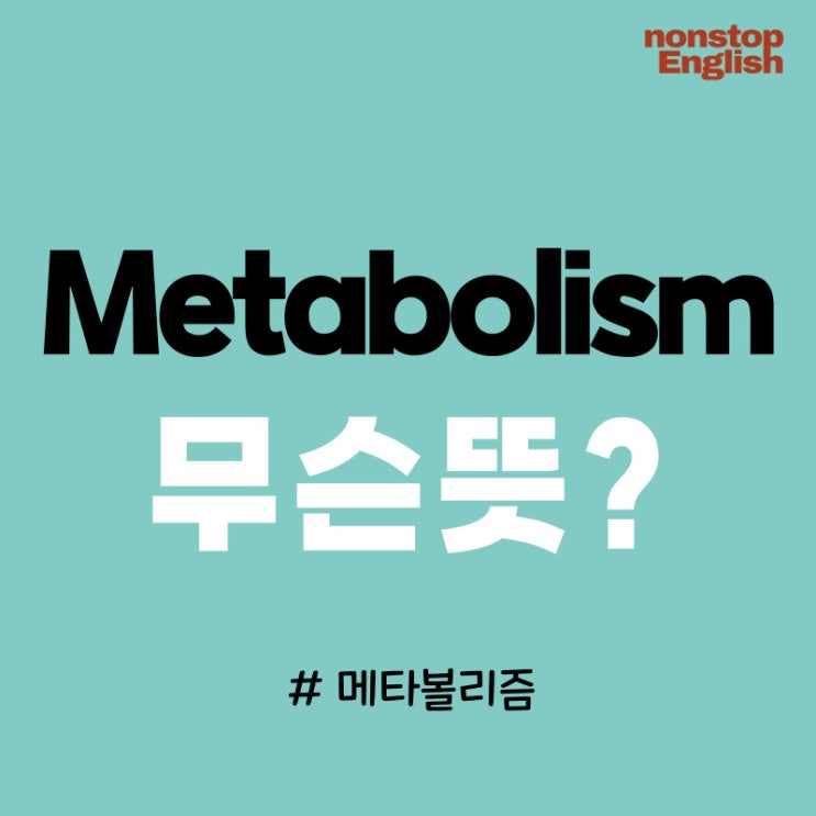  Metabolism 무슨 뜻? 메타볼리즘?