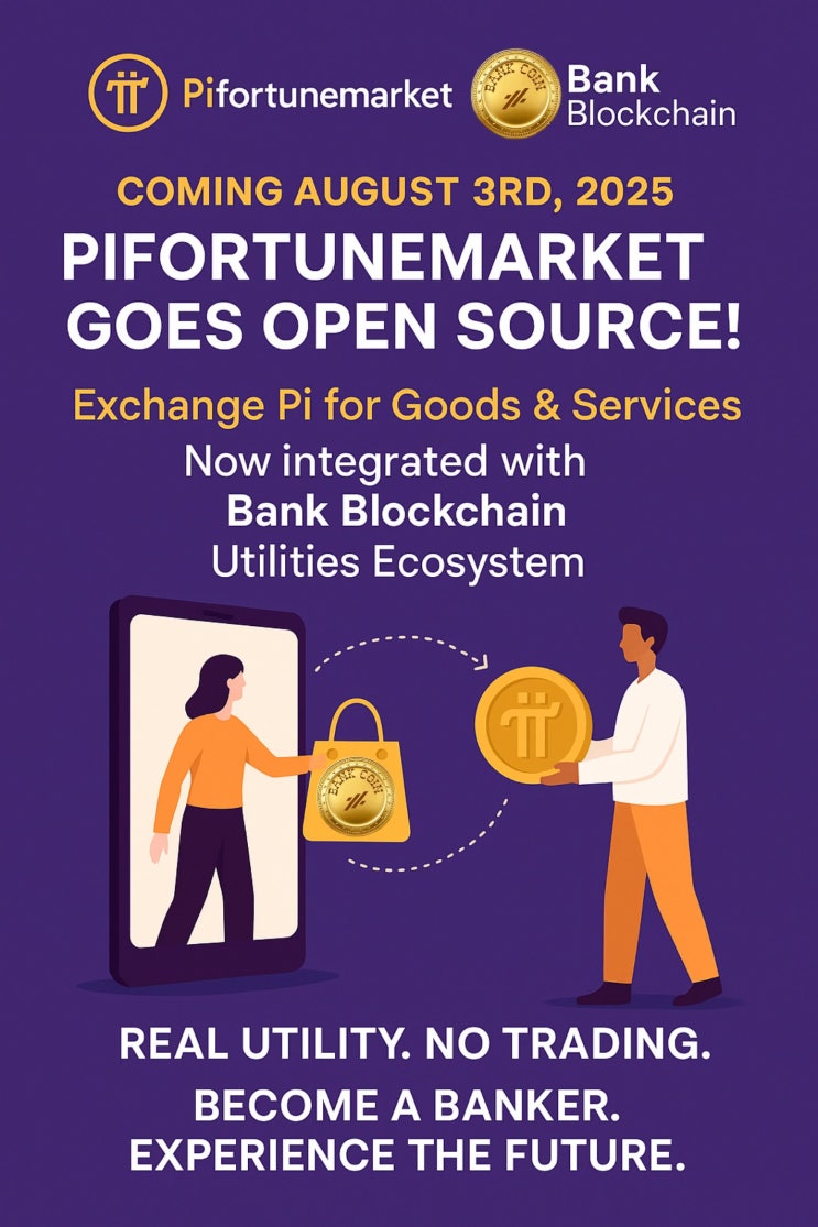  파이코인: 온라인쇼핑몰 Pifortunemarket과 은행블록체인 생태계 통합