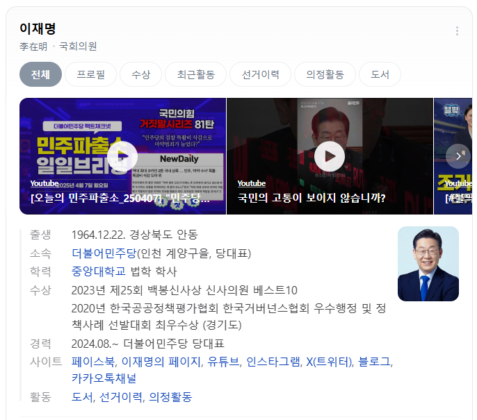 2025년 조기 <b>대선</b> 일정 확정 및 21대 대통령선거 주요 <b>출마</b>... 