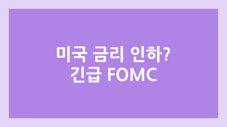  미국 기준 금리 인하 가능성? | 긴급 FOMC | 정기 FOMC 일정