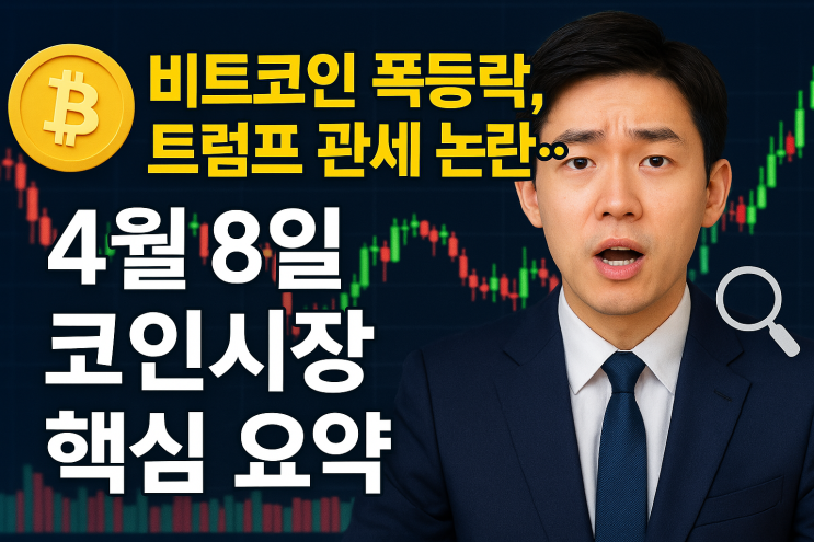 비트코인 폭등락, <b>트럼프 관세 논란</b>… 4월 8일 코인시장 핵심... 
