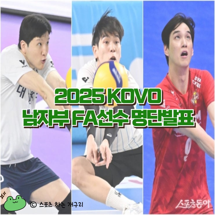 [배구이야기] 2025 KOVO 남자부 <b>FA</b>명단 공개, 어떤 선수들이... 