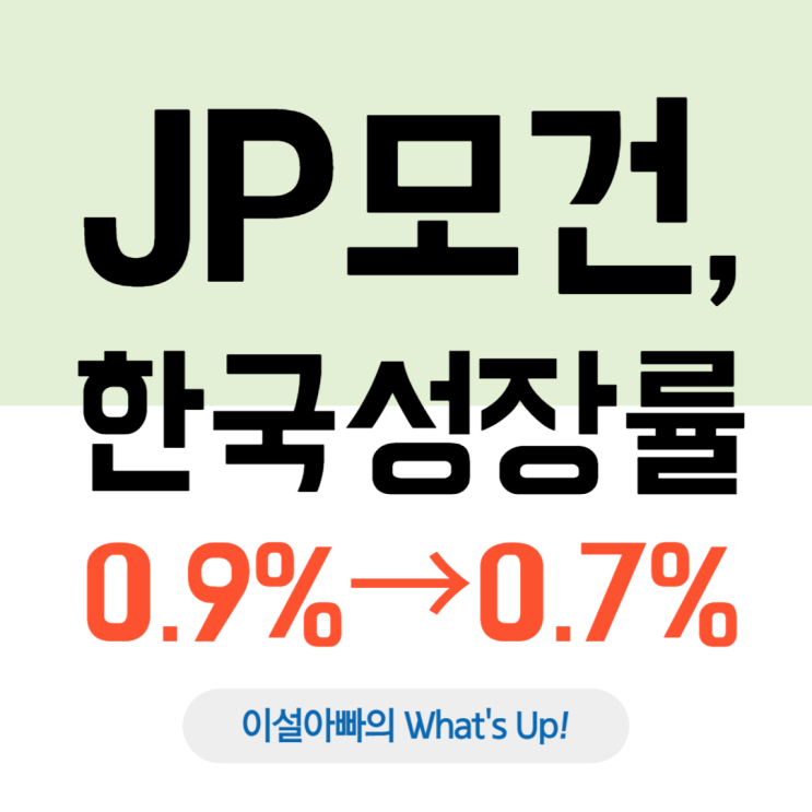  JP모건, 대한민국 성장률 긴급 하향 조정: 한국은행, 기준금리 공격적 인하 전망
