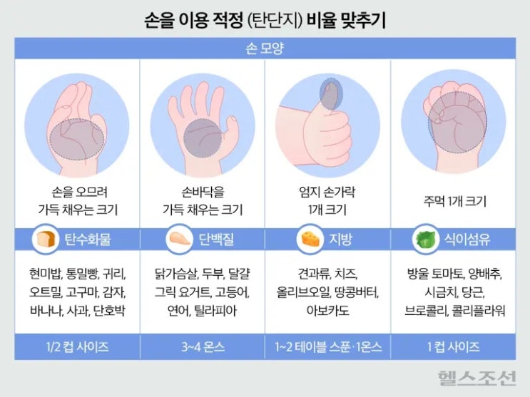 ‘탄·단·지’ 비율 따져 먹기 어렵나요? ‘손’ 활용하면 간단!