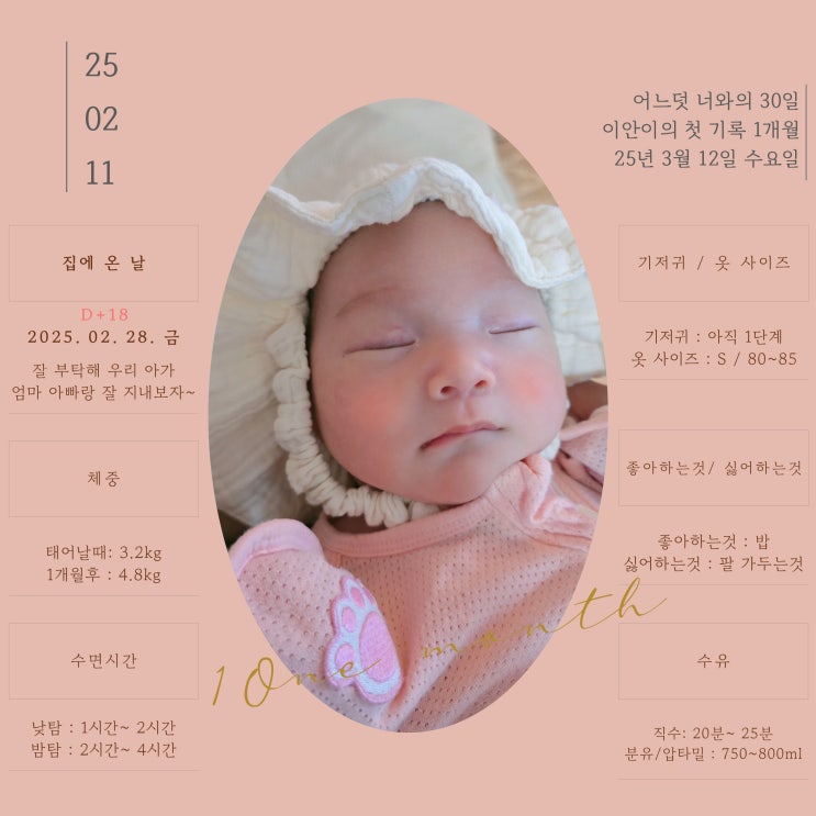  이안이 1개월 한달 기록 + BCG 첫 첩종