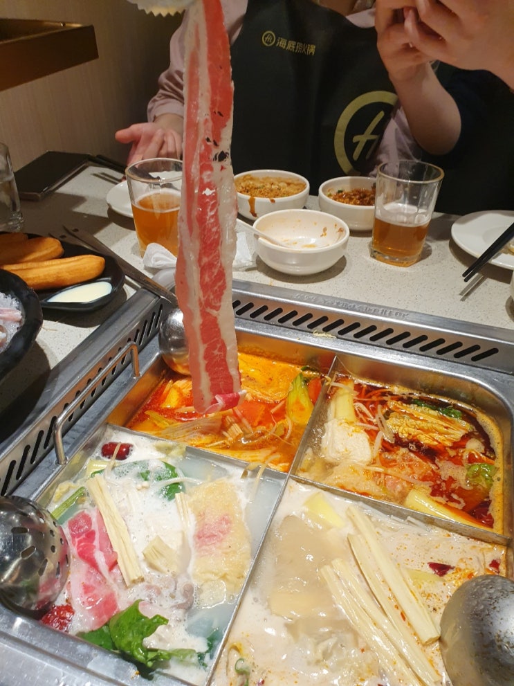  하이디라오 코엑스점 내돈내산 솔직후기 (우유마라훠궈,개구리다리,돼지고기 튀김)