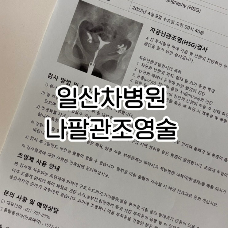  일산차병원 나팔관조영술 후기 | 검사 준비부터 비용, 통증 솔직 리뷰