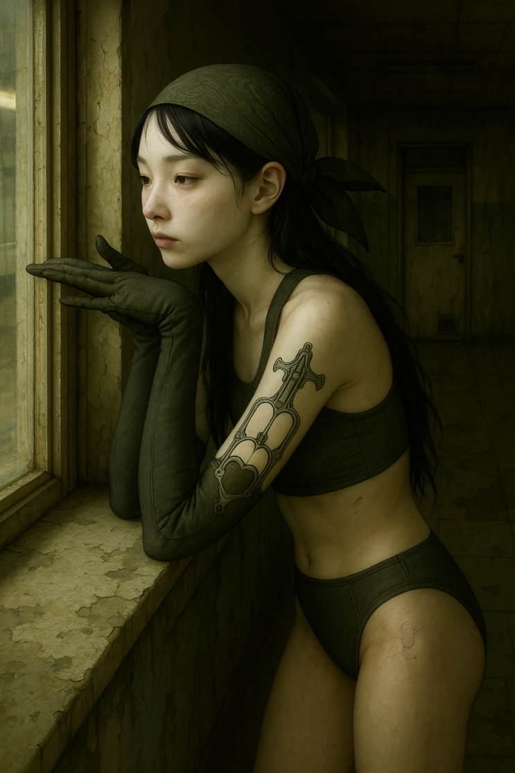  창가의 소녀 일러스트