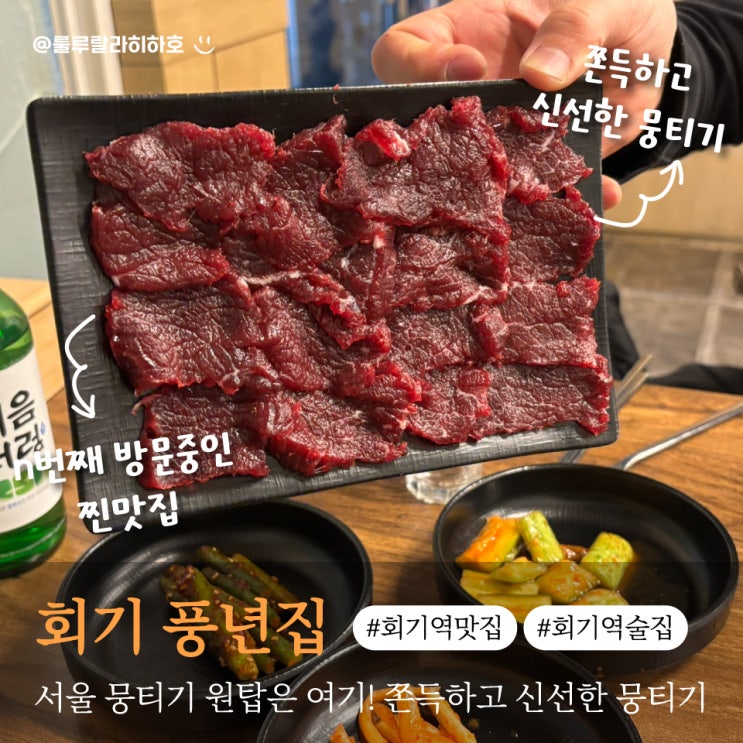  서울 뭉티기 원탑 회기역 맛집 풍년집 내돈내산 후기