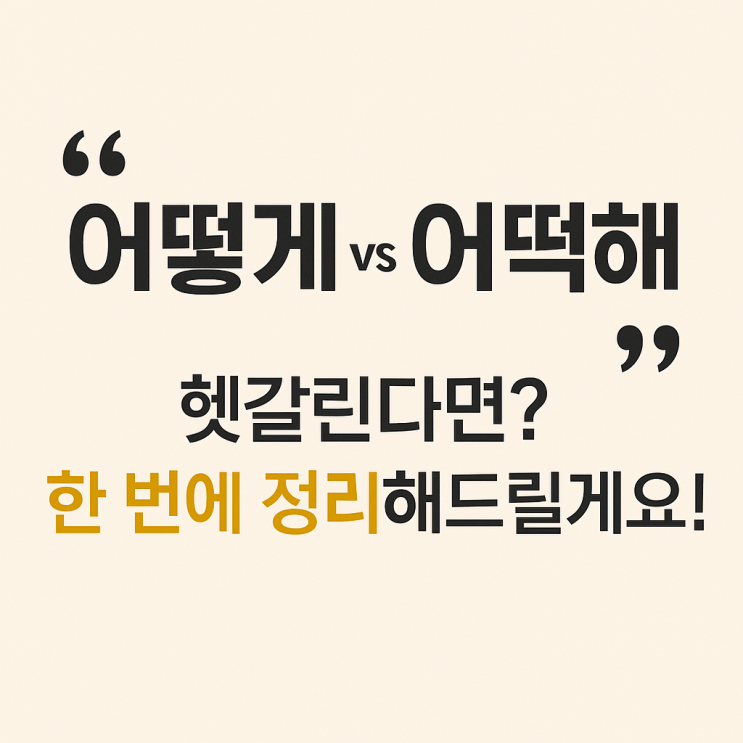  어떻게 어떡해 맞춤법 완벽 정리