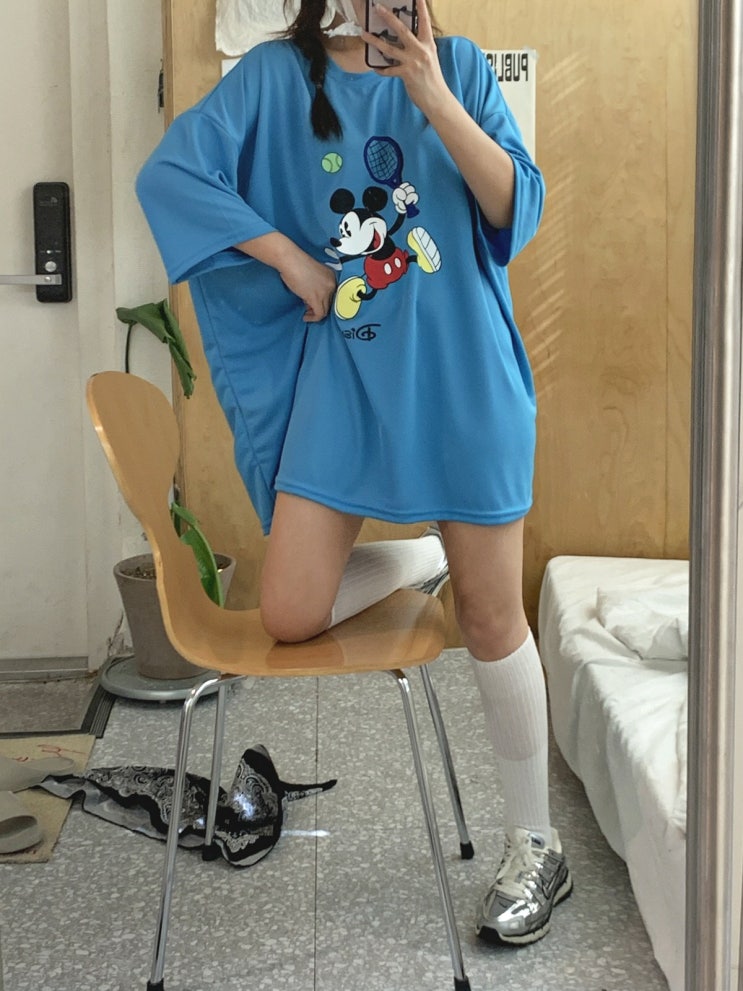  여름 필수템! 빅사이즈 루즈핏 디즈니 캐릭터 롱 반팔 티셔츠 추천