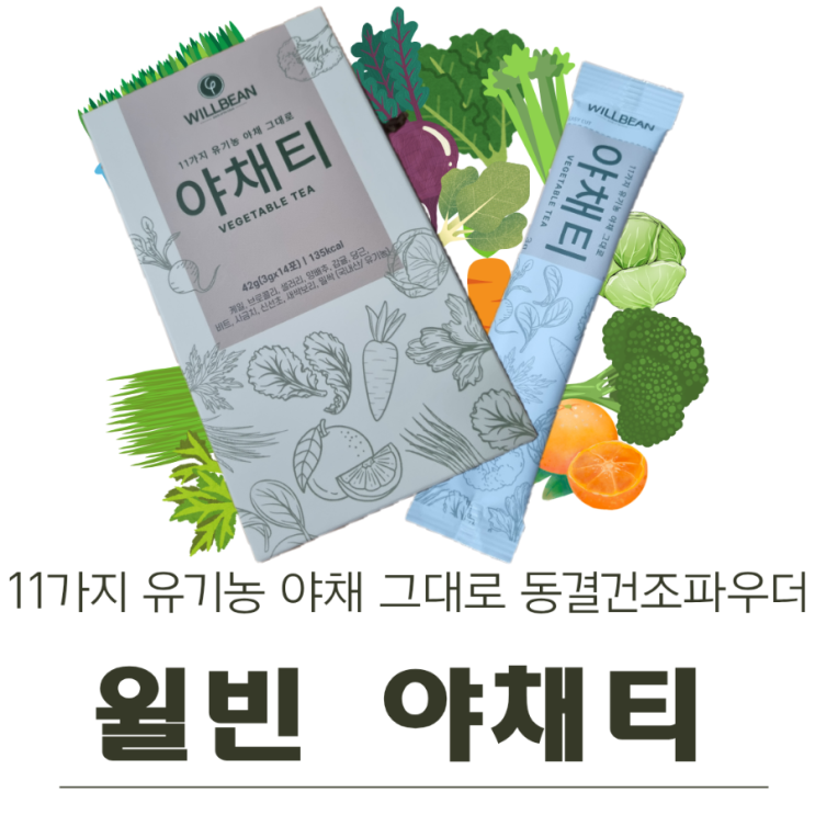  WILLBEAN 11가지 유기농 야채 그대로! 동결건조 생식파우더 야채티 42g