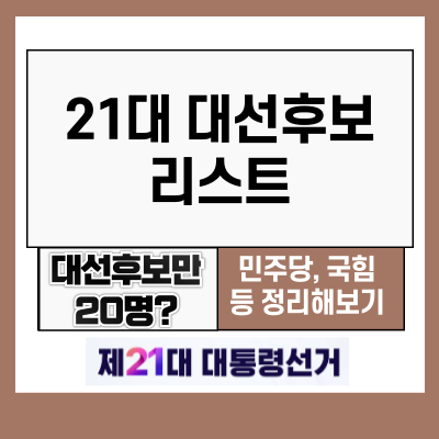 21대 대통령후보 정당별 정리 민주당 국힘 등 대선 출마현황