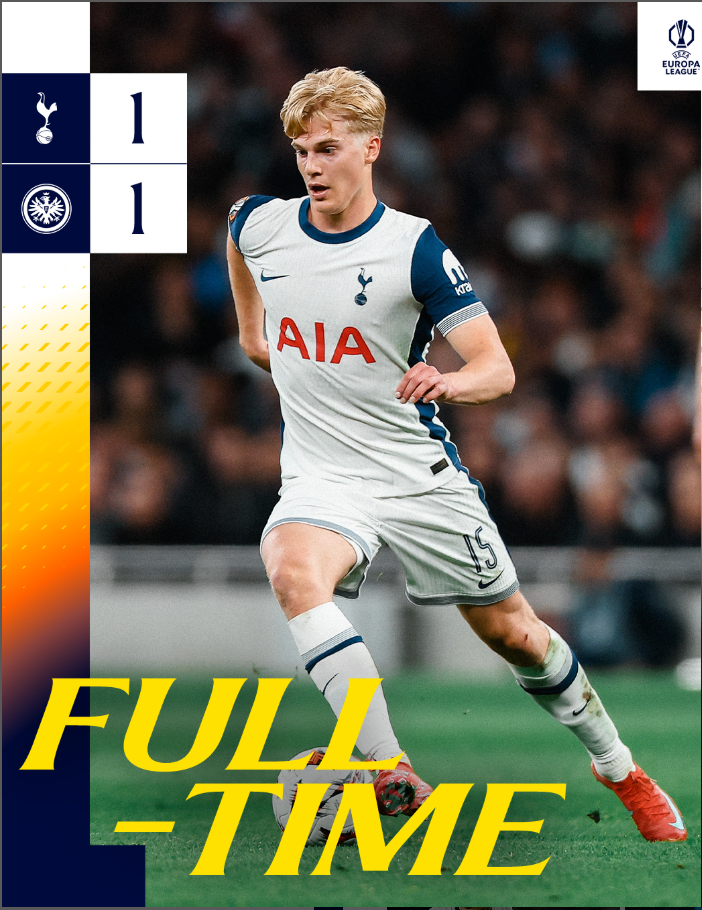 [<b>UEL</b> 8강 1차전]<b>손흥민</b> 평점 5점, <b>토트넘</b> 프랑크푸르트와 1-1... 