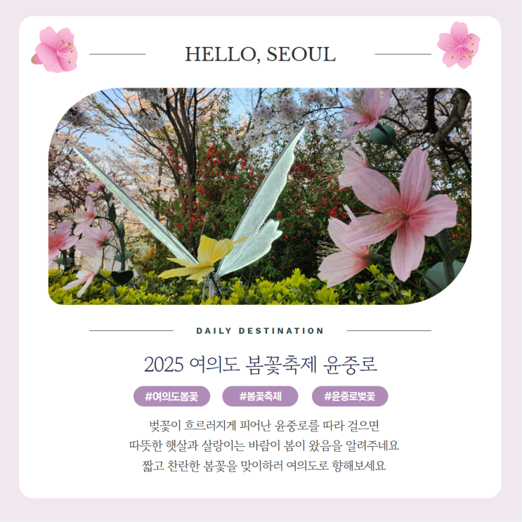  2025 여의도봄꽃축제 기간 윤중로가는길 벚꽃 푸드트럭 공연 주차