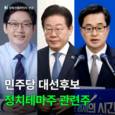 민주당 대선후보 <b>이재명</b> <b>김동연</b> 김경수 정치테마주 살펴보니