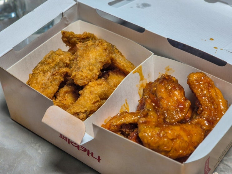  용인 죽전 페리카나 치킨 다리 날개 반반, 츄러스치즈볼 배달 주문 후기