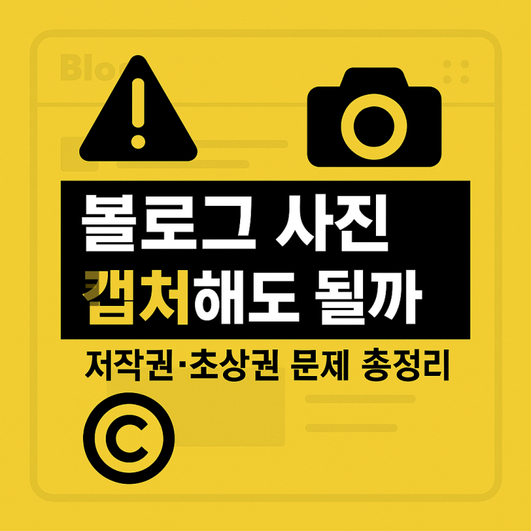 블로그 사진 캡처해도 될까? 저작권·초상권 문제 총정리 [주의사항 필독]