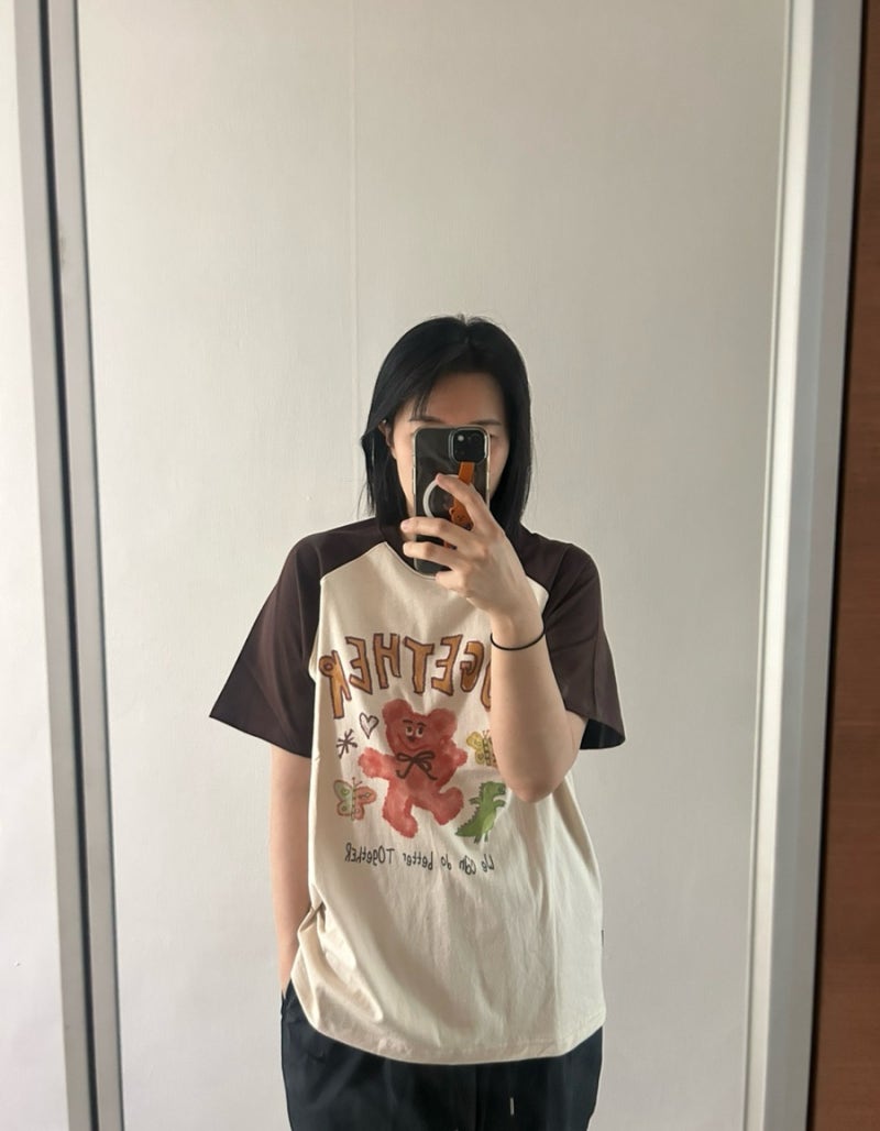 꼼파뇨 반팔 두잇 베러 레글런 반팔티 브라운 M 티셔츠 후기❤️