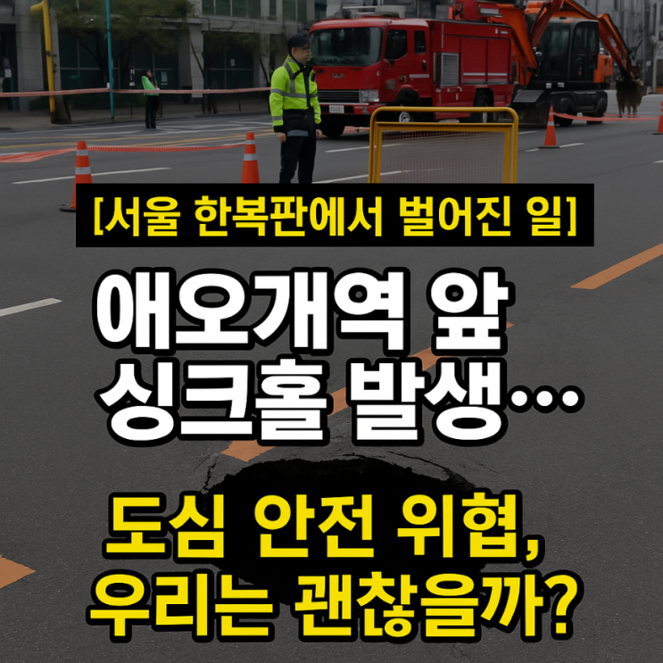 [서울 한복판에서 벌어진 일] 마포구 <b>애오개역</b> 앞 <b>싱크홀</b> 발생... 