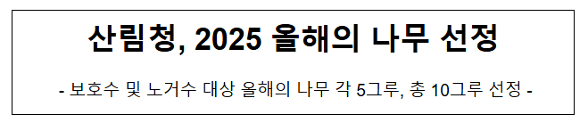 산림청, 2025 올해의 나무 선정 산림청, 2025 올해의 나무 선정