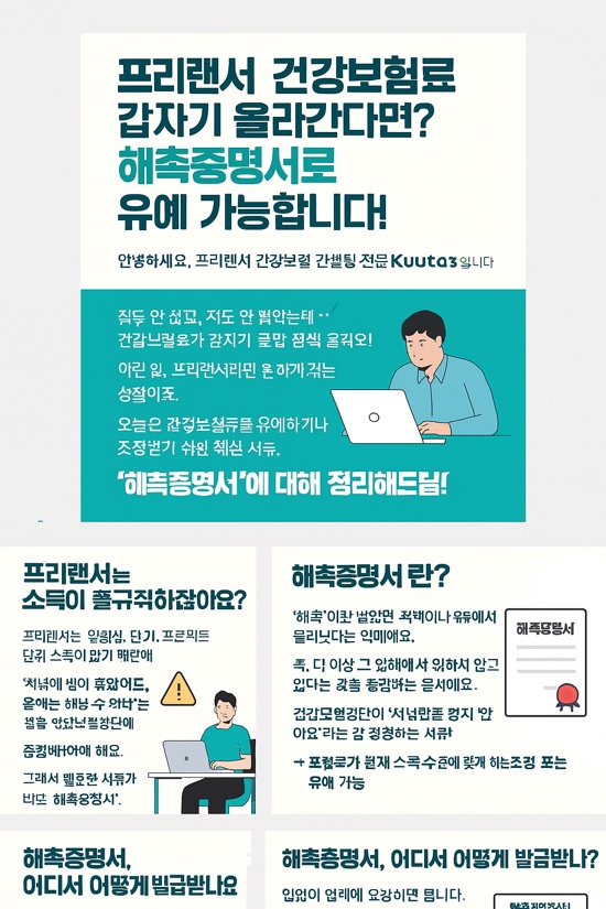  프리랜서 건강보험료 갑자기 올라간다면? 프리랜서 해촉증명서로 유예 조정신청