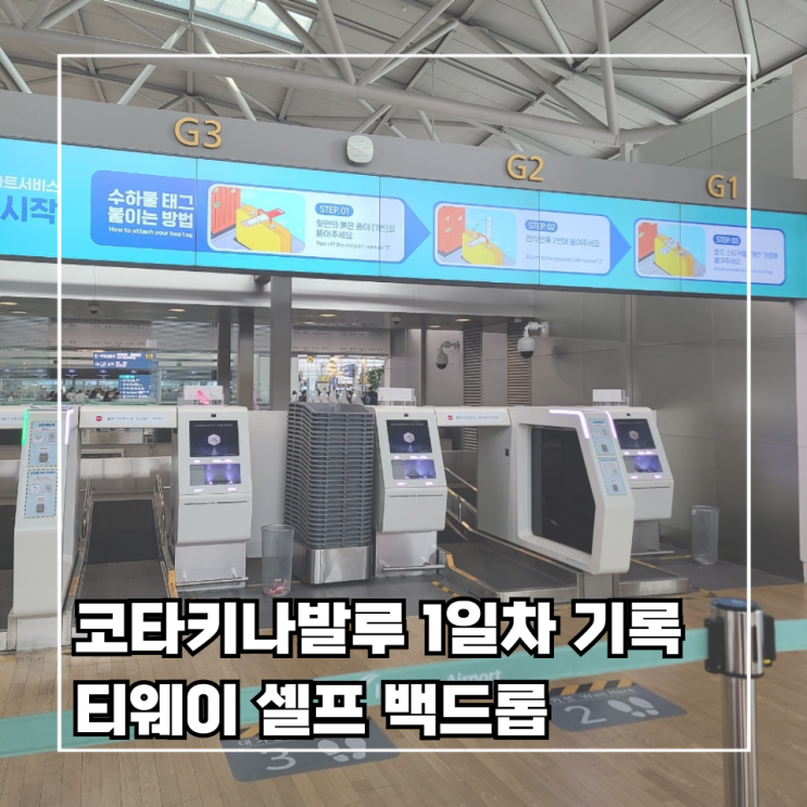  [코타키나발루 3박5일]  4. 여행 1일차 _ 티웨이 항공 TW 169 셀프 백드롭 시간 방법 셀프 체크인 후기