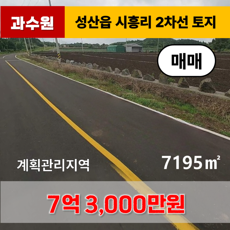  《제주도 토지》 서귀포시 성산읍 시흥리 2차선 토지 매매