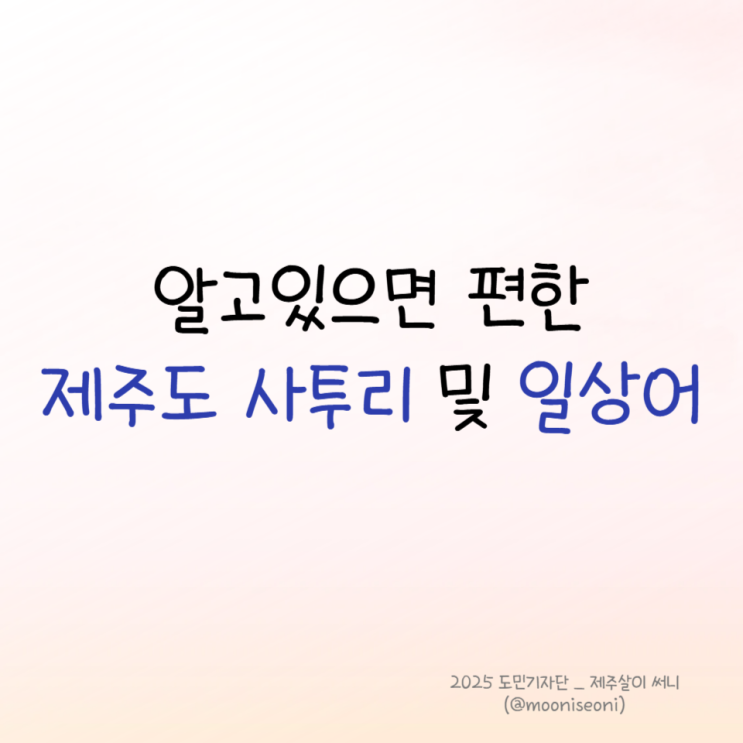  제주도 방언 사투리 생활어 한눈에 모아보기