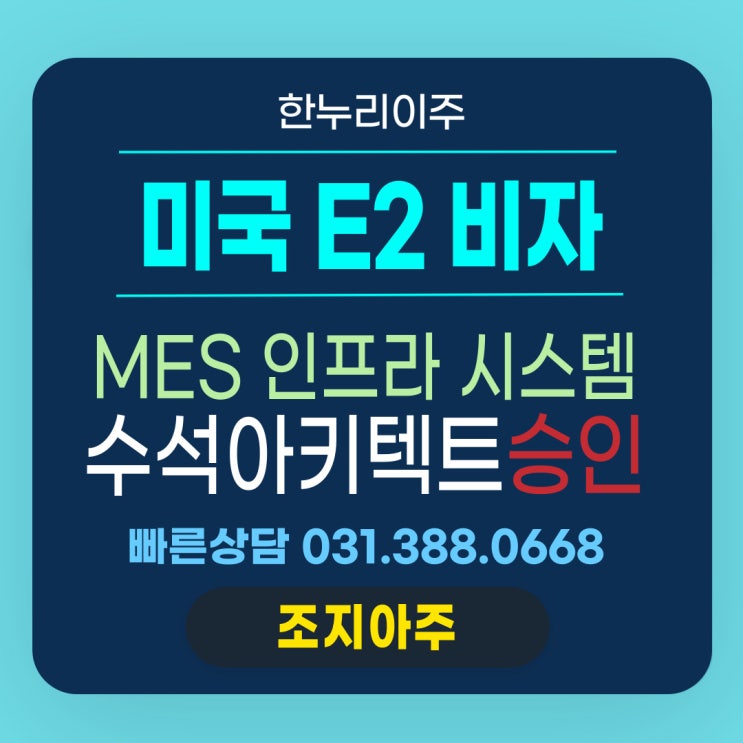  미국 조지아주 MES 인프라 시스템 수석아키텍트의 E2 비자