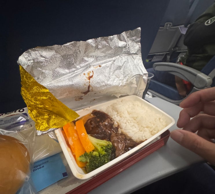  마닐라 출발 필리핀에어 비프스테이크 기내식 맛있네