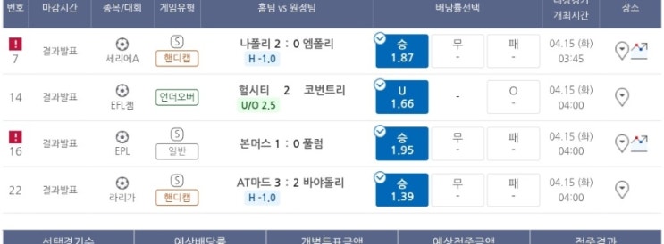 프로토 4/14일 해축 4경기 올킬 적중 프로토 4/14일 해축 4경기 올킬 적중