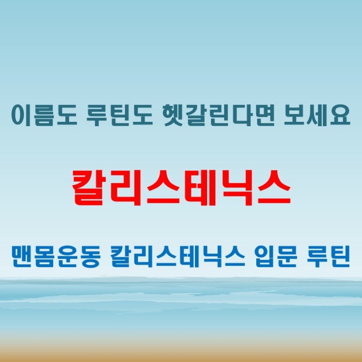  칼리스데닉스? 정확한 이름은 칼리스테닉스! 초보 루틴 안내