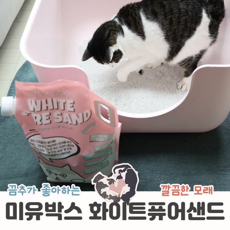  벤토에 익숙한 고양이를 위한 신개념 모래 미유박스 화이트퓨어샌드