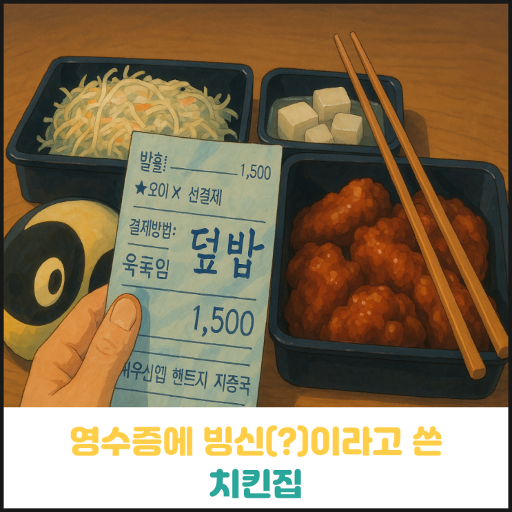 영수증에 빙신(?)이라고 쓴 치킨집 영수증에 빙신(?)이라고 쓴 치킨집