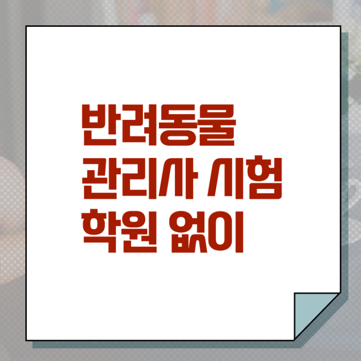  반려동물관리사기출문제 , 반려동물관리사 자격증 응시자격 없이 합격한 전략