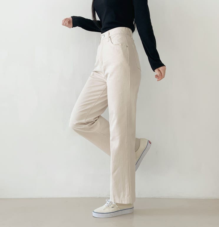  여자 봄여름 데일리룩 추천! 허리밴딩 통일자 와이드 팬츠 (편한 데님·면바지 찾는다면)