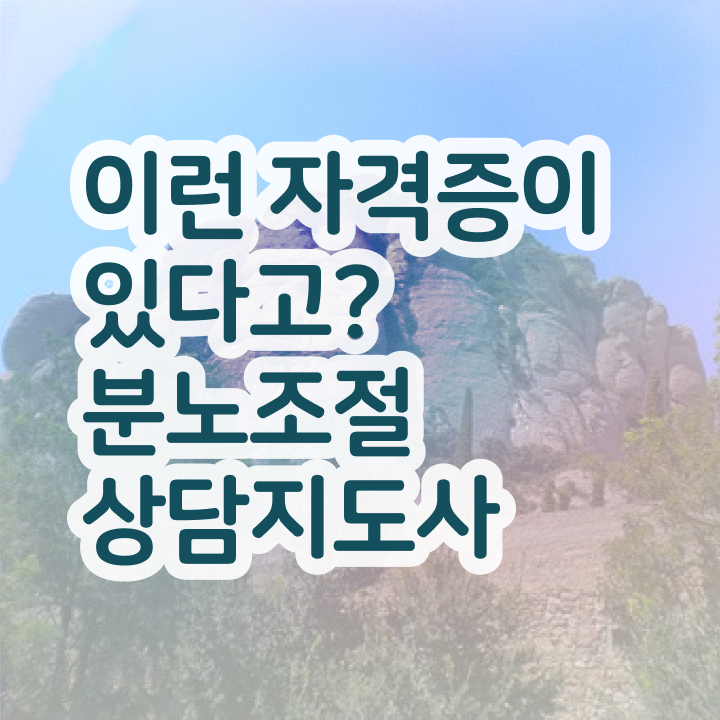  분노조절상담지도사2급자격증취득법 분노조절상담지도사자격증 공부한 방법 및 역할과 하는일