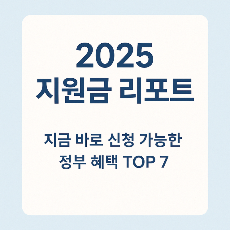 2025 지원금 리포트, 지금 신청 가능한 정부 보조금 TOP 7