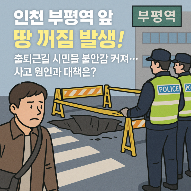 <b>인천 부평역</b> 앞 횡단보도 ‘땅 꺼짐’ 지반침하 발생! 시민 불안... 