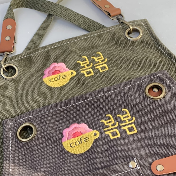  [맞춤 자수 앞치마 제작] 봄봄카페 감성 앞치마로 매장 분위기 UP!