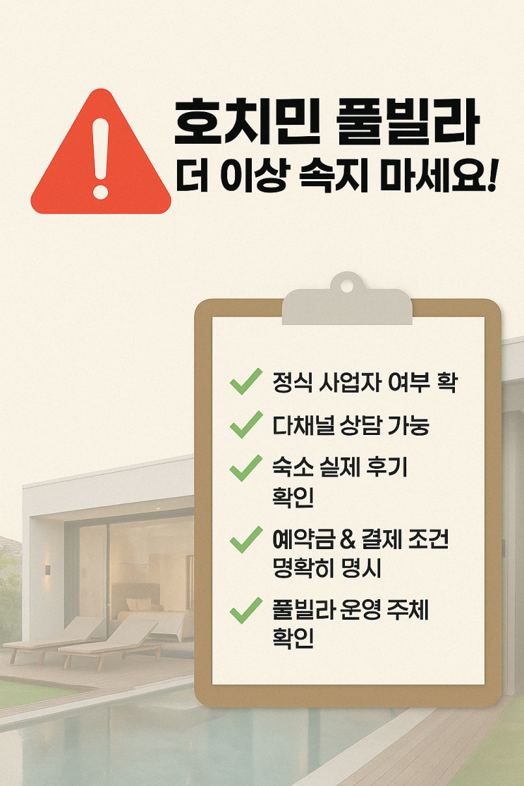  호치민 풀빌라, 더 이상 속지 마세요!