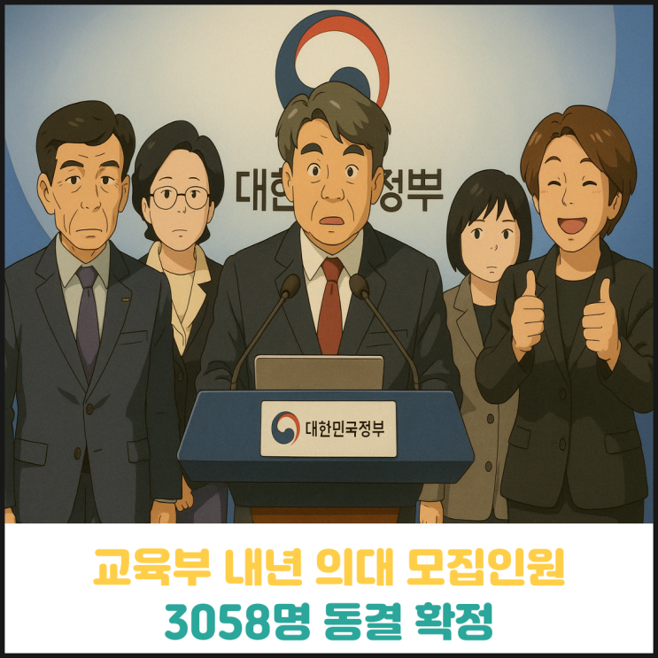 교육부 내년 의대 정원 3058명으로 동결 확정 교육부 내년 의대 정원 3058명으로 동결 확정