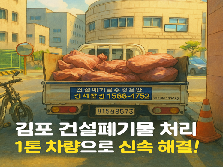  김포 건설폐기물처리 업체｜1톤 차량 디자인 철거 신속처리!