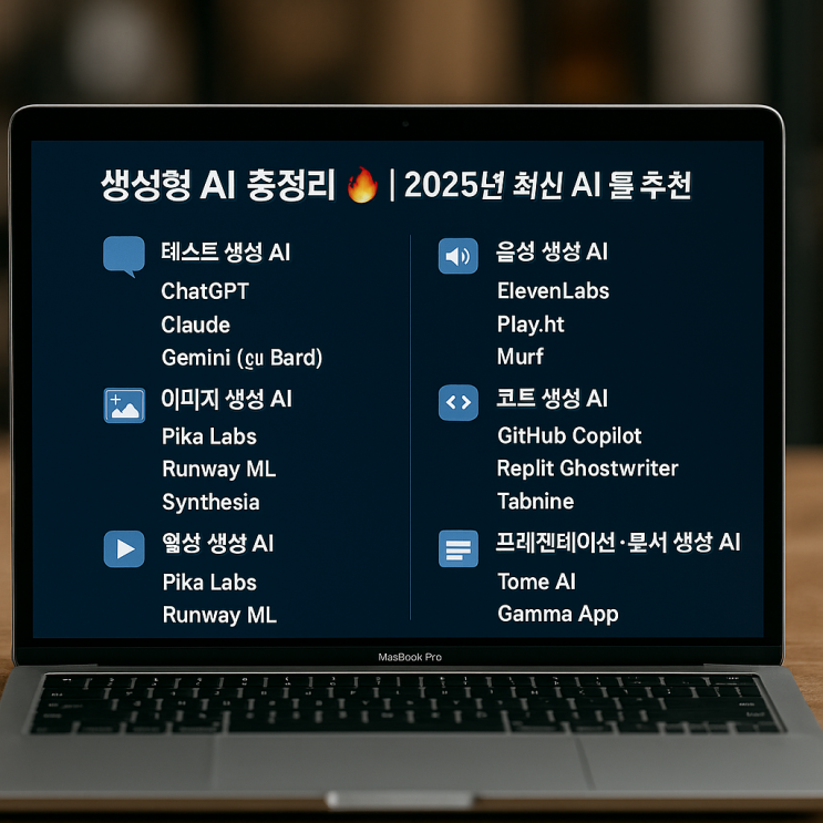  <애플리케이션 Tip> 생성형 AI 총정리  | 2025년 최신 AI 툴 추천 가이드