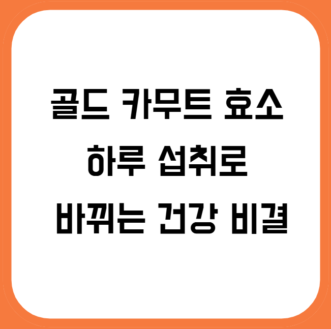 골드 카무트 효소 하루 섭취로 바뀌는 건강 비결