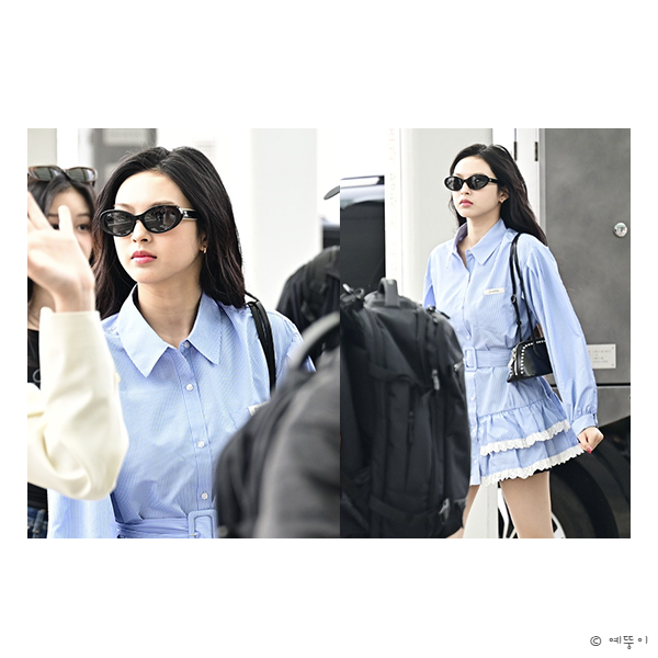 베이비몬스터 치키타 블루셔츠 원피스 브랜드 어디꺼 (+연예인 공항패션)
