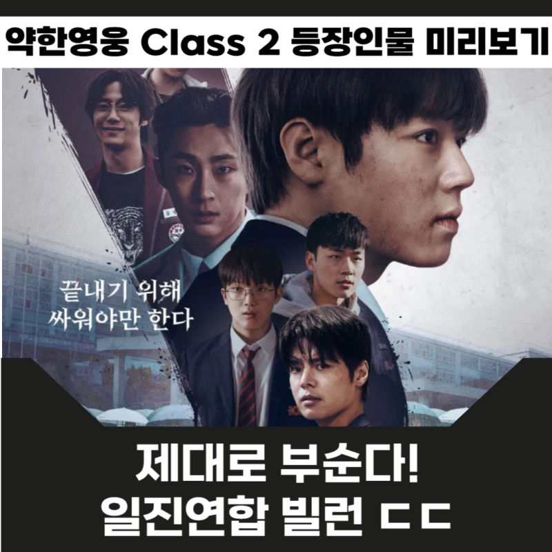 약한영웅 Class 2 등장인물 출연진 일진연합 빌런 나백진 금성제 은장고 연시은 박후민 등 전....